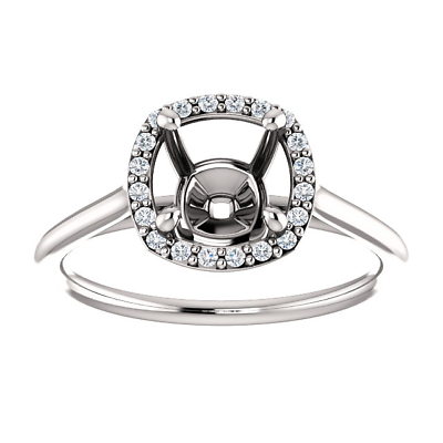 #ad 14K Gold Cushion Cut w Diamond Ring Setting Halo Style Ring Mounting $664.20