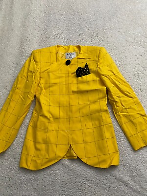 #ad #ad Kasper for A.S.L. Women Size 6 Yellow Plaid Jacket w Shoulder Pads C22 $26.99