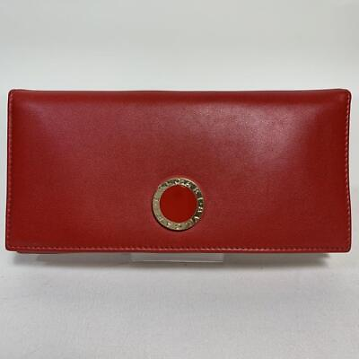 #ad Bvlgari long wallet bi fold leather red B.zero one logo hardware with box used $265.23