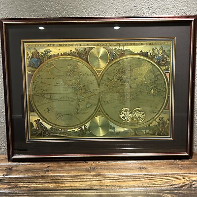#ad The Bombay Company Large Double Hemisphere Gold Foil Globe Map Size 40 30 $205.49