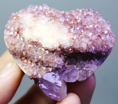 #ad Natural Heart Shaped Amethyst Quartz Crystal Cluster Stone Mineral Specimen $16.79