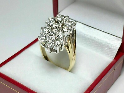 #ad 2CT Round Cut Lab Created Diamond Wedding Cluster Ring 14K Yellow Gold Finish $109.13
