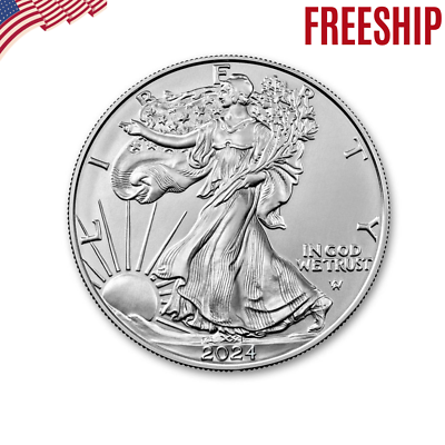 #ad 1 Oz American Silver Eagle Coin .999 Fine BU Gem Brilliant NEW 2024 FREEship $32.99