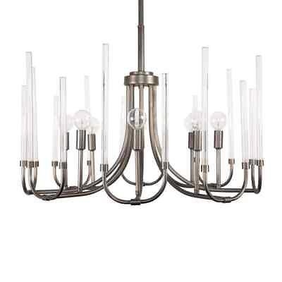 #ad 8 Light Industrial Satin Copper Bronze Chandelier with Clear Glass Rods $159.95