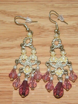 #ad Chandelier Style Purple Collectible Fashion Costume Jewelry Earrings **READ** $14.08
