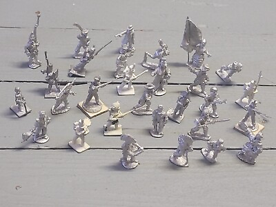 #ad Toy Soldier Vintage Lot 29 Pieces Painted Silver Soldier Figurines Militaria $35.00
