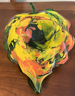 #ad Vintage Leaf multicolor Glass Bowl $320.00