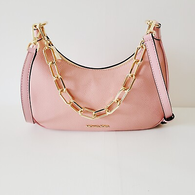 #ad Michael Kors Cora Large Zip Pouchette Crossbody Handbag Primrose Leather $124.59