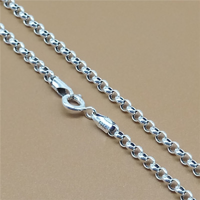 #ad Sterling Silver Rolo Chain Necklace 925 Silver Belcher Rollo 3mm 16 34 Inches $24.62