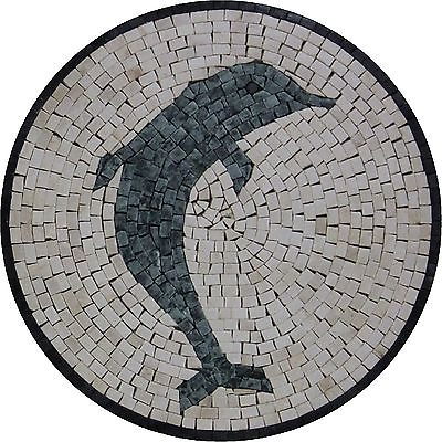 #ad Beautiful Round Animal Dolphin Home Decor Marble Mosaic $97.00