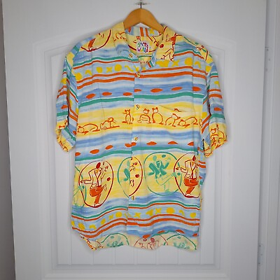 #ad Vintage Jams World Shirt Men#x27;s Size Large Hawaiian Multicolor $59.79