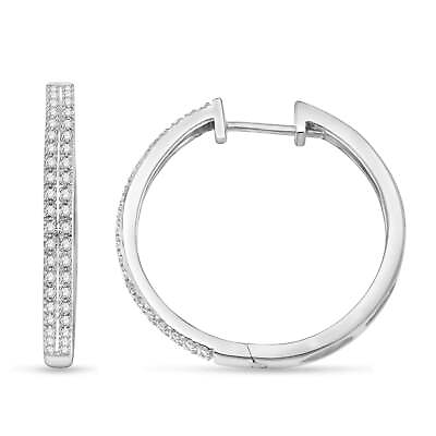 #ad 1 4 Cttw Diamond Hoop Earrings in Sterling Silver $89.99