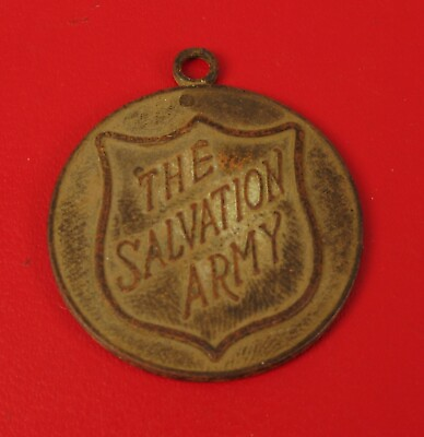 #ad VINTAGE 1880 1955 THE SALVATION ARMY PENDANT TOKEN HEART TO GOD HAND TO MAN $75.00