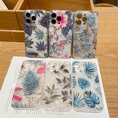 #ad Flower Fashion Leaf Shockproof TPU Soft Phone Case For iPhone 14 Pro Max 12 11 $8.24