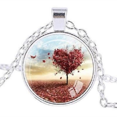 #ad Silver 20quot; Necklace FALL TREE HEART LEAF LEAVES AUTUMN Pendant women GIFT $18.88