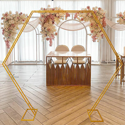 #ad Gold Wedding Arch Metal Frame Flower Ballon Flowers Decor Backdrop Stand Display $48.88