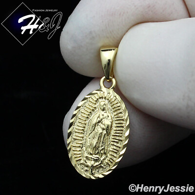 #ad MEN WOMEN 925 STERLING SILVER SMALL PLAIN VIRGIN MARY GOLD PLATED PENDANT*GP289 $18.99