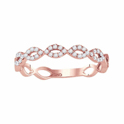 #ad 14kt Rose Gold Womens Round Diamond Twisted Stackable Band Ring 1 5 Cttw $379.10