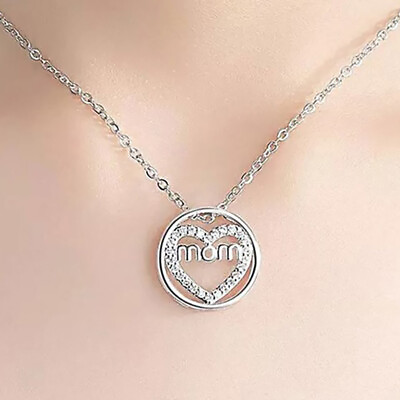 #ad Valentines 925 Sterling Silver Womens 24quot; Necklace And Mom Heart Pendant D831 $25.95