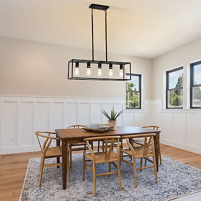 #ad Kitchen Island Light Chandelier 5 Light Linear Rectangular Pendant Lamp Fixtures $63.65