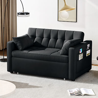 #ad 55quot; Convertible Sleeper Sofa Bed Loveseat Couch Pull Out Bed Sofa With Pillows $293.99