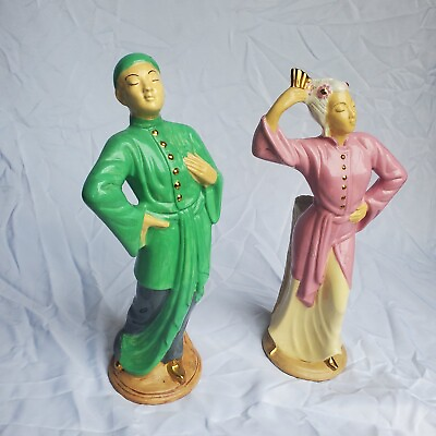 #ad Unique Fine Pair Vintage or Antique Chinese Sancai Glazed Man amp; Woman 18” Tall F $299.00