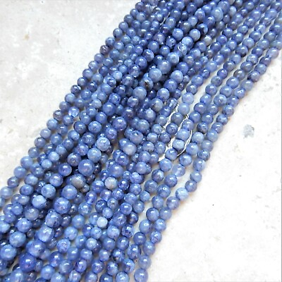 #ad 3mm 4mm Natural blue Iolite Genuine Gemstone beads for jewelry making $9.99
