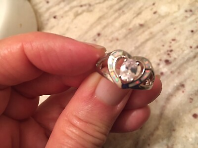 #ad Heart Ring Size 8 Fire Opal Marked 925 Silver Free Ship Valentines $28.00