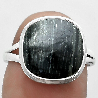 #ad Natural Silver Leaf Obsidian 925 Sterling Silver Ring s.8.5 Jewelry R 1008 $15.49