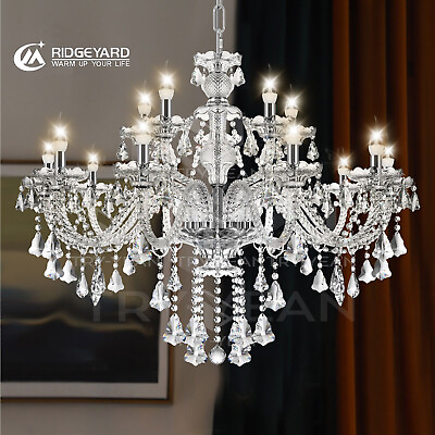 #ad Modern 15 Light Crystal Chandelier Glass Ceiling Pendant Lamp Lighting Fixture $178.99