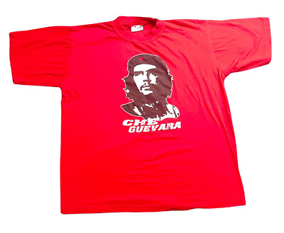 #ad Ernesto Che Guevara Argentina Revolutionary Guerrilla Red T Shirt SIze L 21”x25” $14.95