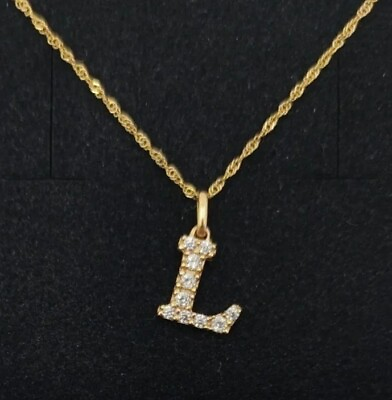 #ad Pendant And Chain Gold 18k. Letter L With Circonitas. 0 13 32in $313.52