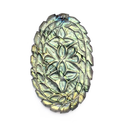 #ad Amazing Yellow Shine Labradorite Carved Oval Shape Gemstone For Jewelry 32x52mm $31.15