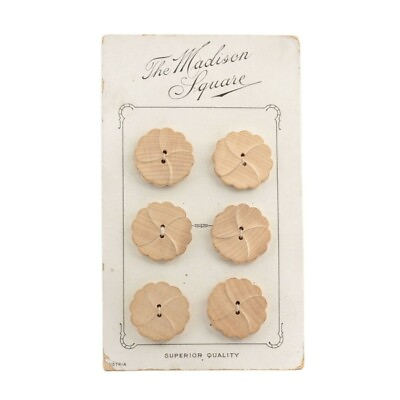 #ad Card Austrian Vintage wood flower buttons 30mm quot;The Madison Squarequot; $11.00