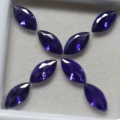 #ad 8 Pcs Natural Marquise Cut Purple Sapphire Lot 10x5 mm CERTIFEID Loose Gemstone $10.59