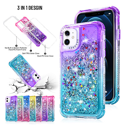 #ad Shockproof Liquid Glitter Bling Case For iPhone 15 Pro Max 14 13 12 11 XR XS 876 $10.41