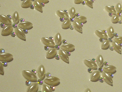 #ad CraftbuddyUS 12 x 25mm Self Adhesive Diamante amp; Pearl Layered Flower Gems Craft $3.50