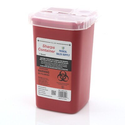 #ad 1 Quart Biohazard Needle and Syringe Disposal Sharps Container with Flip Lid $5.69