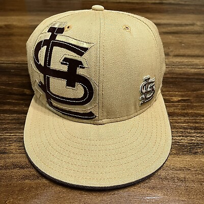 #ad St. Louis Cardinals Hat Cap New Era 59Fifty Fitted Size 7 3 8 Tan Gold Baseball $14.98