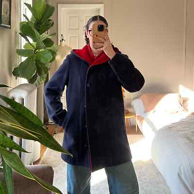#ad Vintage 80s 90s HERMAN KAY Navy and Red Wool Coat Size 6 Excellent Condition $54.00