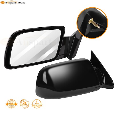 #ad Pair Manual Fold Black Side View Mirrors for 1988 1998 GMC Chevy Pickup Truck $47.96