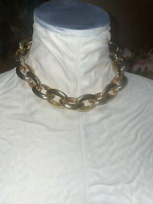#ad Large Chunky Link Chain choker To Collar style necklace gold tone 20 inches $17.00