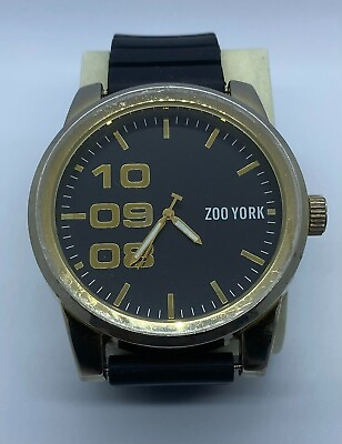#ad Zoo York Watch Gold Black Analog Stainless Steel Japan Movt New Battery $3.98