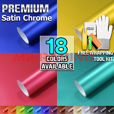 #ad Premium Satin Chrome Matte Metallic Vinyl Wrap Sticker Sheet Film Bubble Free $43.98