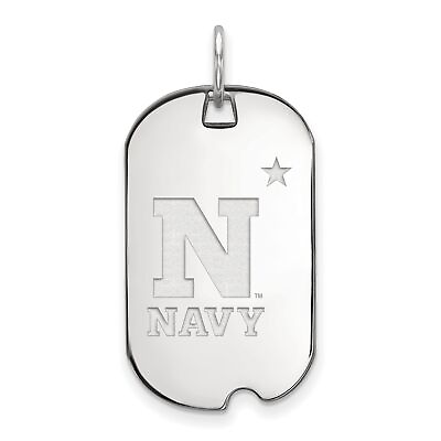 #ad 10k White Gold US Naval Academy Navy Midshipmen School Letter Dog Tag Pendant $667.99