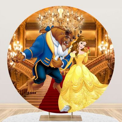 #ad Round Beauty and The Beast Birthday Photo Backdrop Party Background Studio Props $34.43