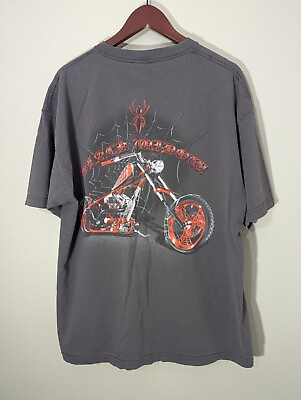 #ad VINTAGE American Chopper Black Widow Motorcycle 2004 T shirt Size XXL Gray $22.50