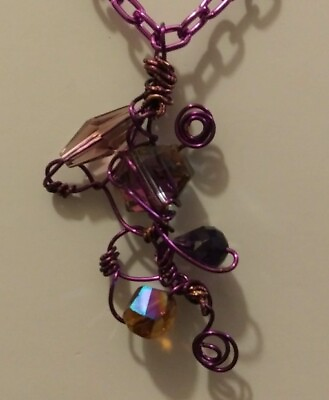 #ad Handmade Purple Wire amp; Crystal Pendant 2.25quot; $2.50