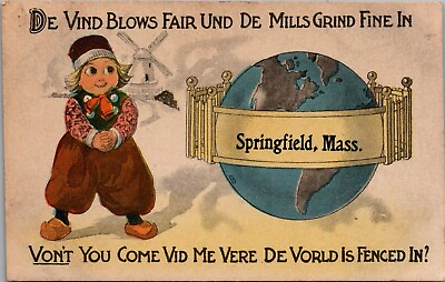 #ad Postcard MA Springfield Von#x27;t You Come Vid Me Vere De Vorld Is Fenced In 1914 W2 $11.75