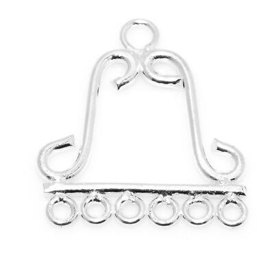 #ad 6 Pcs 26X22mm Bali Chandelier Finding Sterling Silver Plated Earring Component $3.49